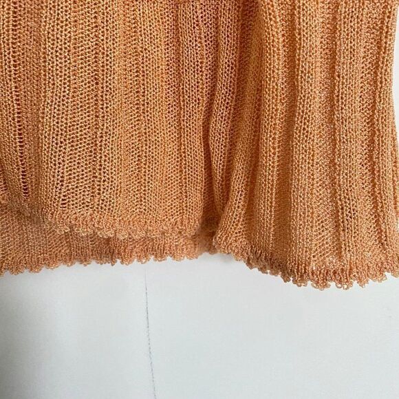 Peachy Neutral Orange Flowy Business Casual Tank Top Sleeveless Paris Blouse Top - Picture 4 of 5